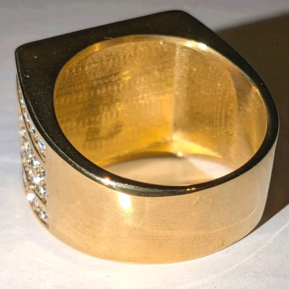 Luxury Large AAA Cubic Zirconia 316L Stainless Steel Hip Hop Ring For Men Sz 12